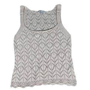 Angel Kiss Womens Sz M cream cotton lace knit tank top fairycore cottagecore